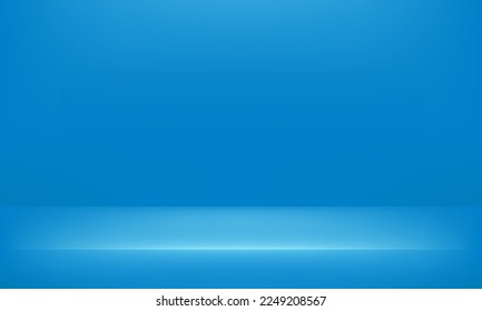 Empty blue studio room. blank stand display or showing product. Space for displaying products. Room in the 3d. Banner for advertise product on website. Vector illustration.