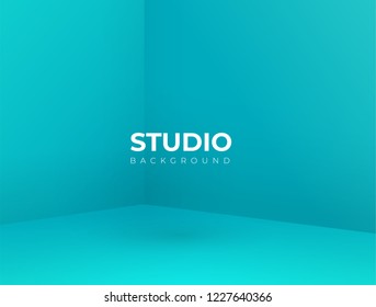 Empty blue studio room, used as background for display your products - Vector