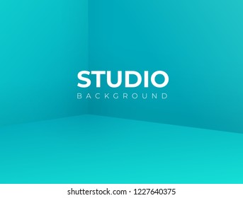 Empty blue studio room, used as background for display your products - Vector