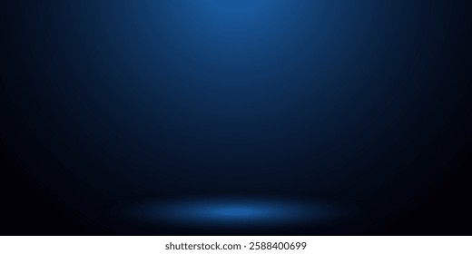 Empty blue studio room, used as background for display your products modern background