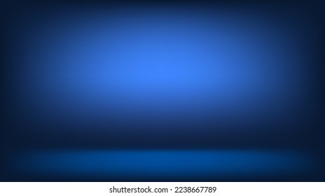 Empty blue studio room wall background. Abstract wallpaper design with copy space to display your products