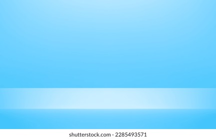Empty blue studio table. blank stand display or showing product. Space for selling products on the website. Vector illustration.