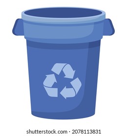 empty blue trash recycle plastic trash bin