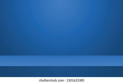 Empty blue vector abstract mock up 3D stage studio background for product display. Showroom shoot render. Banner for advertise product on website. 