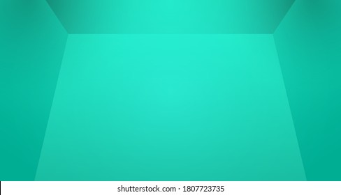 Empty Bluish green color studio room background with space for display of content design. Vector illustration