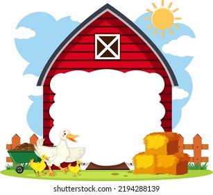 Cartel vacío con ilustración de granjas de granos