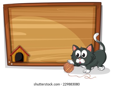 An empty board with a cat on a white background 