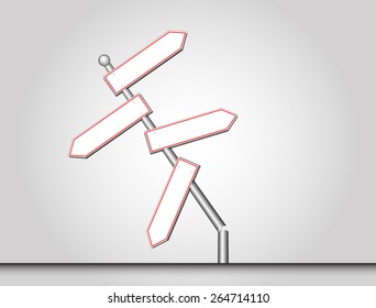 Empty board for guide post and business failure concept, vector and illustration