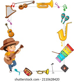 Empty board with musical instruments illustration