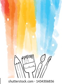 empty board and paint brush sketch