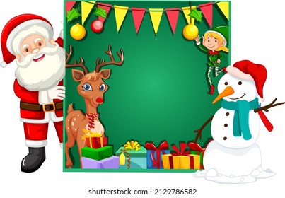 Empty board with Santa Claus and snowman illustration