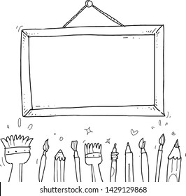 empty board sketch white background
