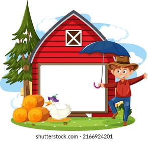 Empty board template with cartoon character illustration