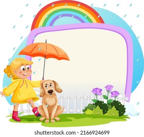 Empty board template with cartoon character illustration