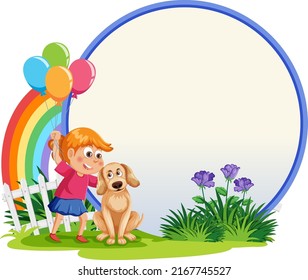 Empty board template with cartoon character illustration