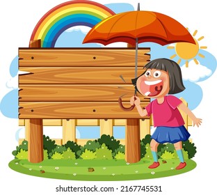 Empty board template with cartoon character illustration
