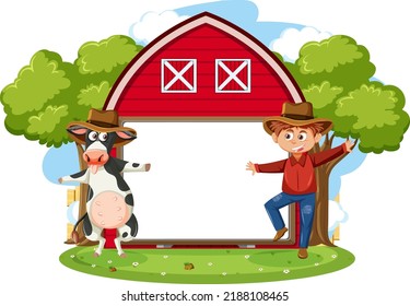 Empty board template with cartoon character illustration