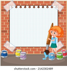 Plantilla de tablero vacía con ilustración de caricatura infantil