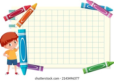 Empty board template with children cartoon character illustration