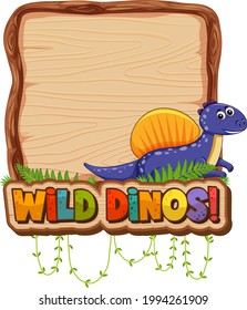 Plantilla de tablero vacía con un lindo dinosaurio en la ilustración de fondo blanco