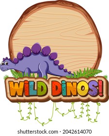 Empty board template with cute dinosaur on white background illustration
