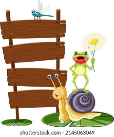 Empty board template with snail and insects illustration