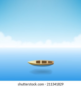 Empty boat in the ocean. Vector illustration