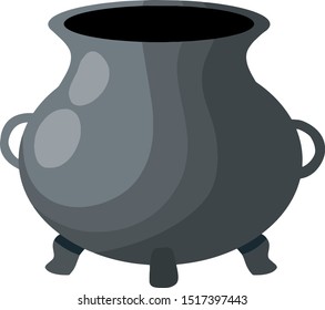 Empty Boiler. Big black pot for cooking. cauldron witches. Halloween element. Cartoon flat illustration