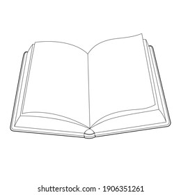 Empty book linear art vector drawing illustration