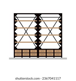 Empty book rack, furniture vector illustration
