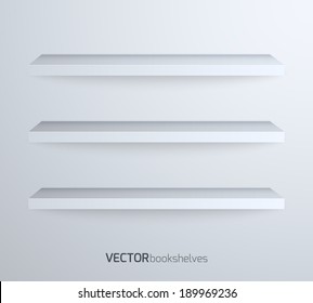 Empty book shelves free space shop wall modern library vector illustration