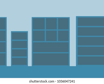 empty book shelves and store shelves. room interior