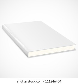 Empty book with white cover. Vector illustration