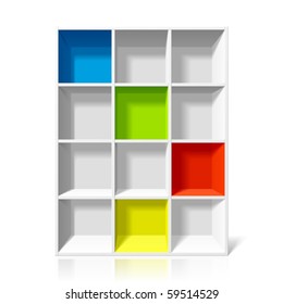 Empty bookshelf. Vector illustration.