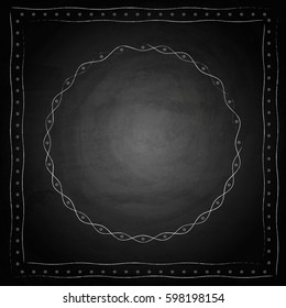 Empty border on blackboard chalkboard background. Vector illustration