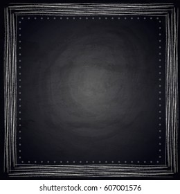 Empty border on blackboard chalkboard background. Vector illustration