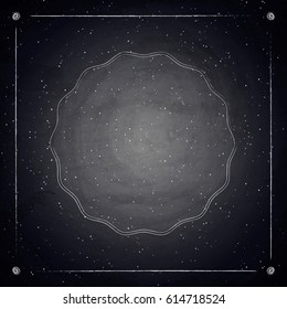Empty border on blackboard chalkboard background. Vector illustration