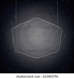 Empty border on blackboard chalkboard background. Vector illustration