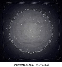 Empty border on blackboard chalkboard background. Vector illustration