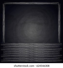 Empty border on blackboard chalkboard background. Vector illustration