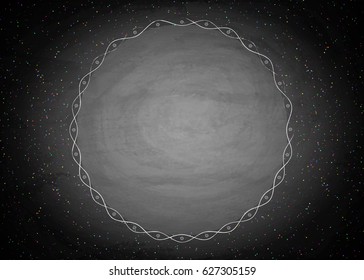 Empty border on blackboard chalkboard background. Vector illustration