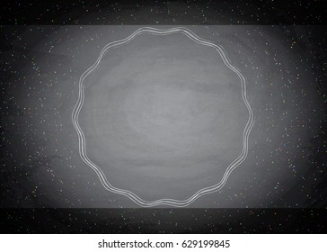 Empty border on blackboard chalkboard background. Vector illustration