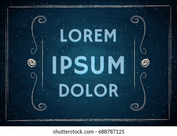 Empty border on blackboard chalkboard background. Vector illustration