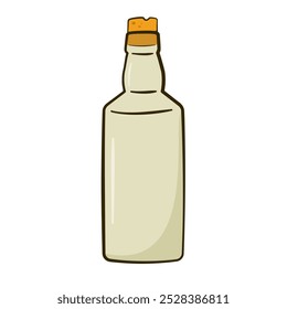 Empty bottle with cork. Cartoon. Vector illustration