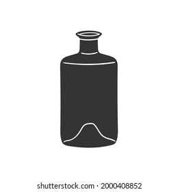 Empty Bottle Icon Silhouette Illustration. Glass Container Vector Graphic Pictogram Symbol Clip Art. Doodle Sketch Black Sign.