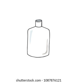 Empty bottle illustration drawing doodle vector color texture element dishes vintage old galss clip art bottleship similar on white background