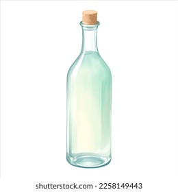 Empty Bottle Isolated Detailed Hand Drawn Painting Illustration