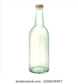 Empty Bottle Isolated Detailed Hand Drawn Painting Illustration