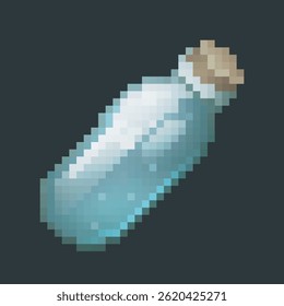 empty bottle in pixel art style with isolated background