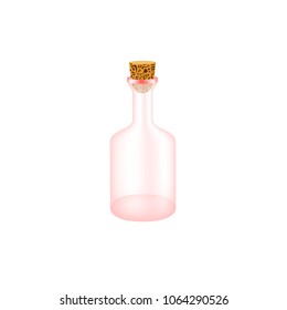 Empty bottle in red design with cork